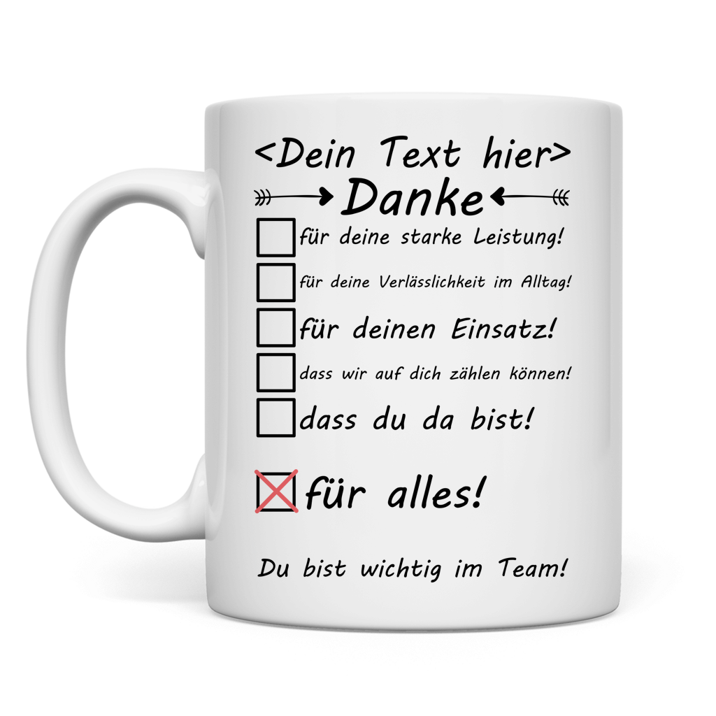 Hochwertige Keramiktasse fuer Postmitarbeiter und Brieftraeger mit Danke-Botschaft, Premium-Qualitaet mit C-Henkel, perfektes Geschenk zu Weihnachten, zum Abschied oder als Wertschaetzung