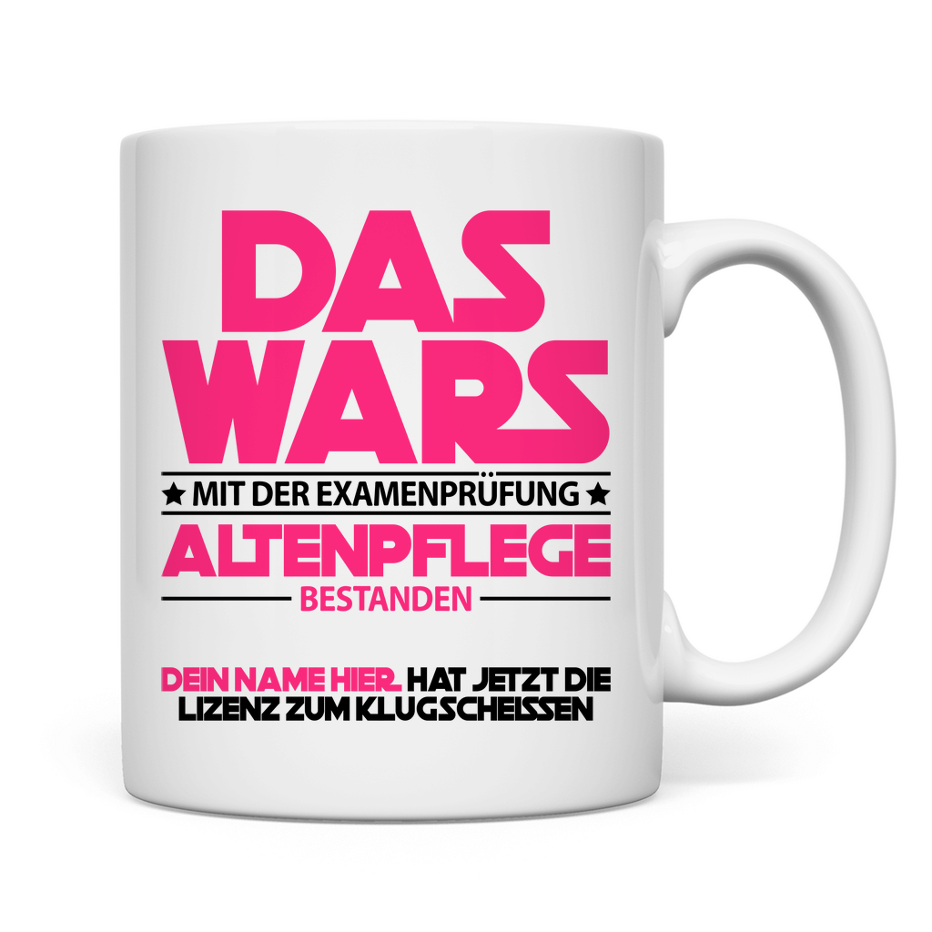 Personalisierte Keramiktasse mit Name – Geschenk zum bestandenen Altenpflege-Examen