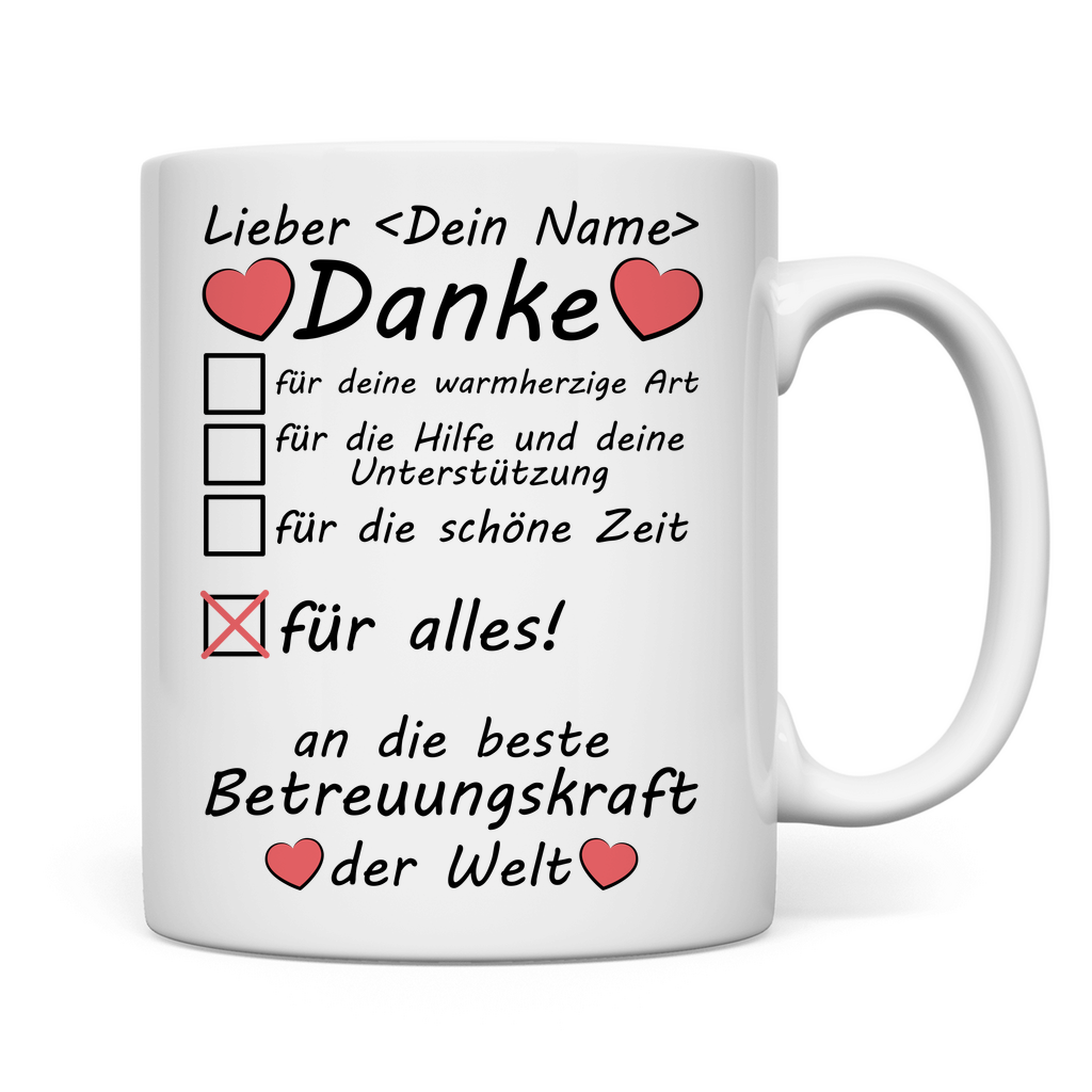 Beste Betreuungskraft | Tasse mit Namen
