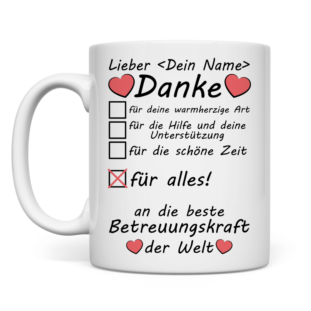 Beste Betreuungskraft | Tasse mit Namen