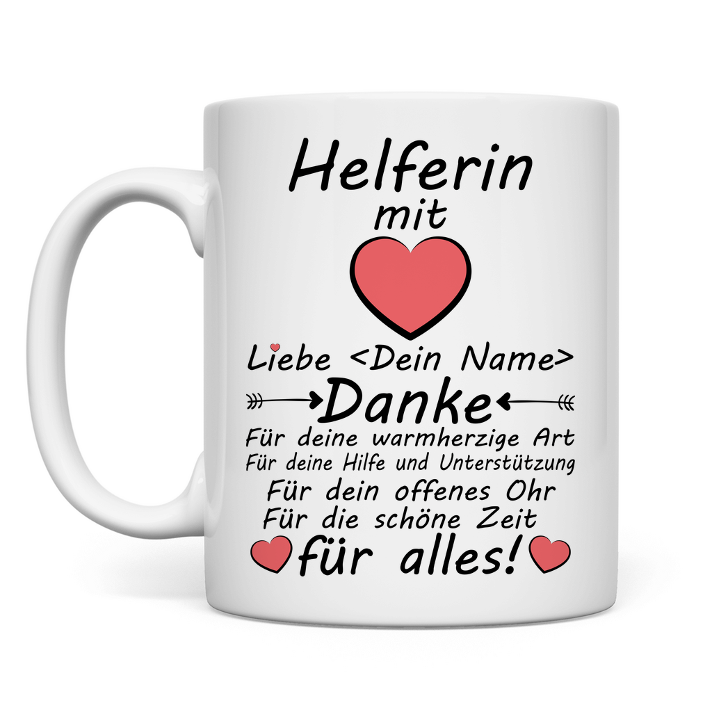 Personalisierte Tasse mit Namensdruck – Dankeschön für deine helfende Hand
