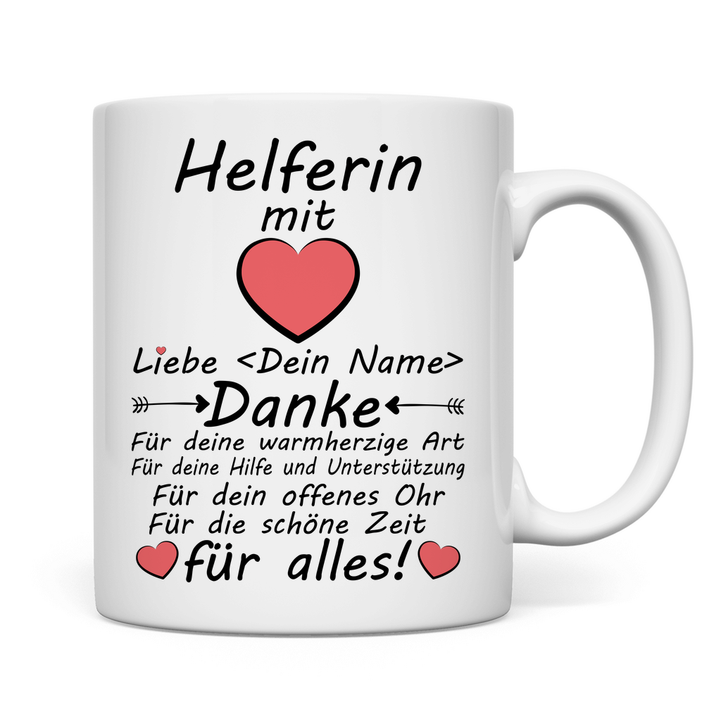 Personalisierte Tasse mit Namensdruck – Dankeschön für deine helfende Hand