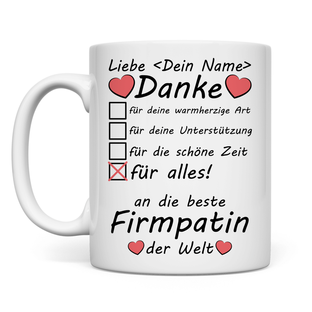 Personalisierte Keramiktasse für Firmpaten mit Namensdruck – Dankeschön