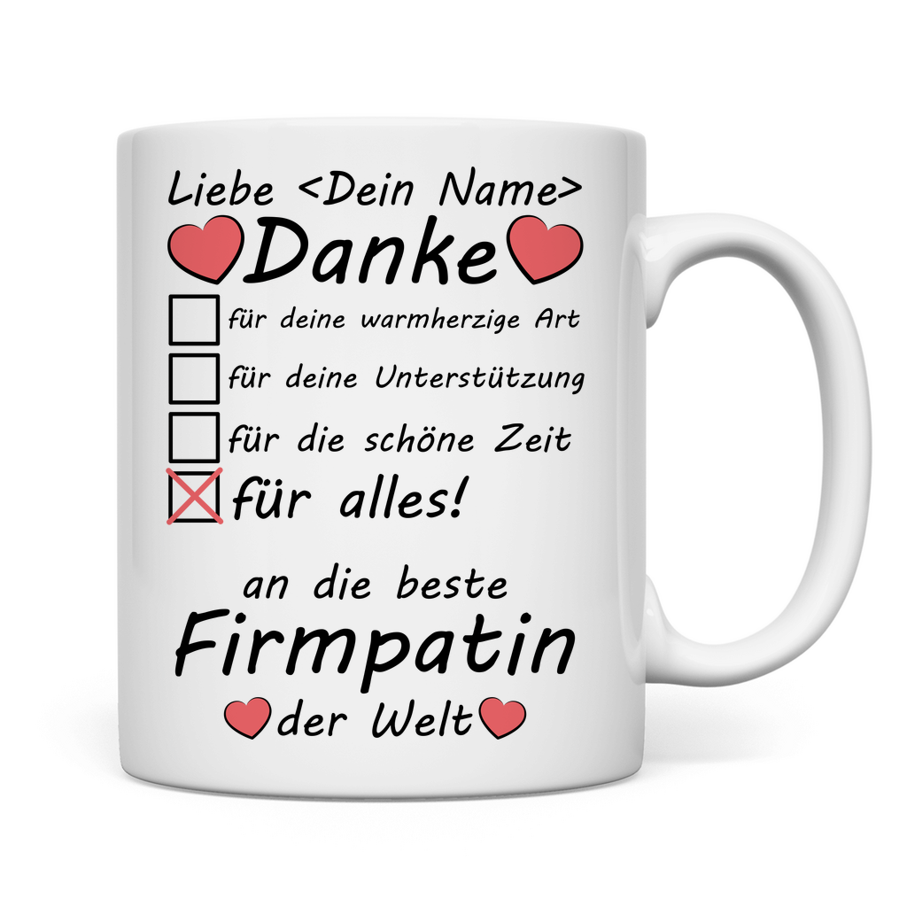 Personalisierte Keramiktasse für Firmpaten mit Namensdruck – Dankeschön