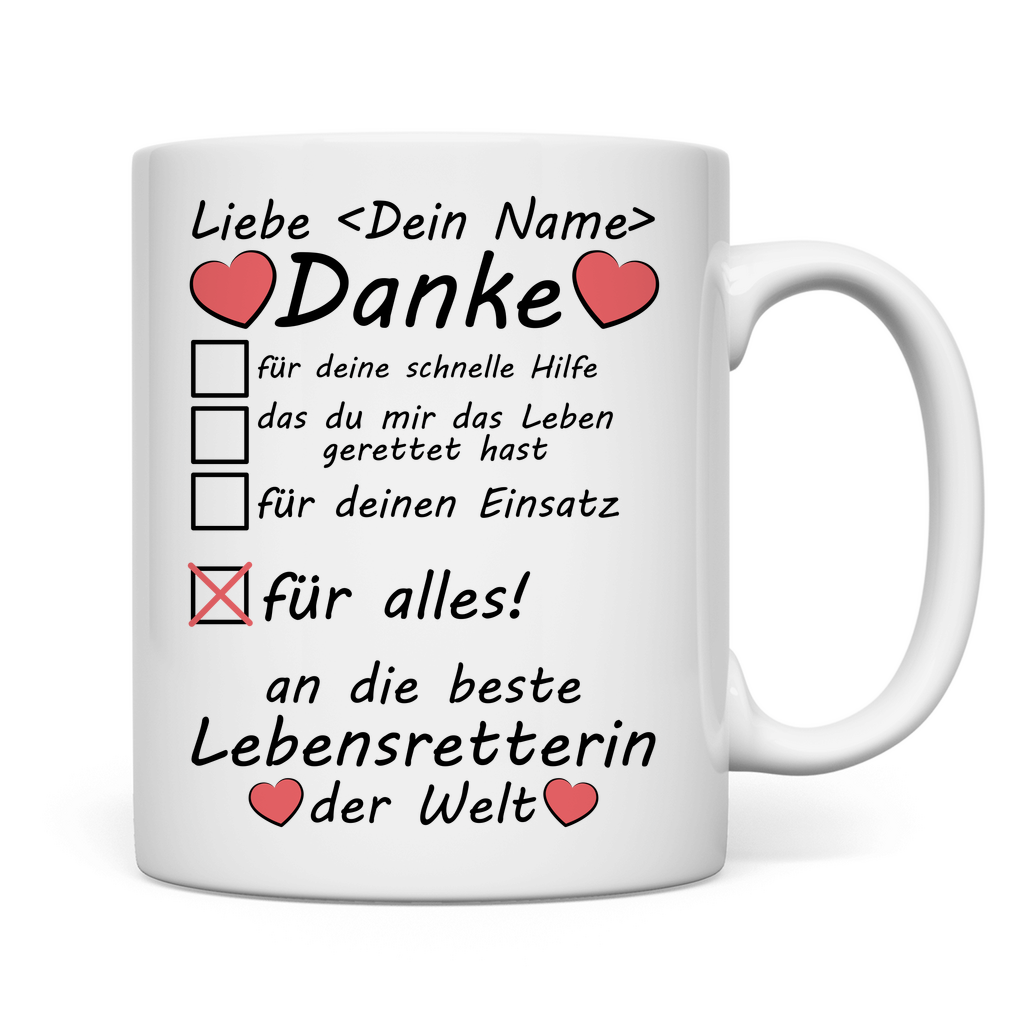 Dankeschön Geschenk für Lebensretter | Tasse