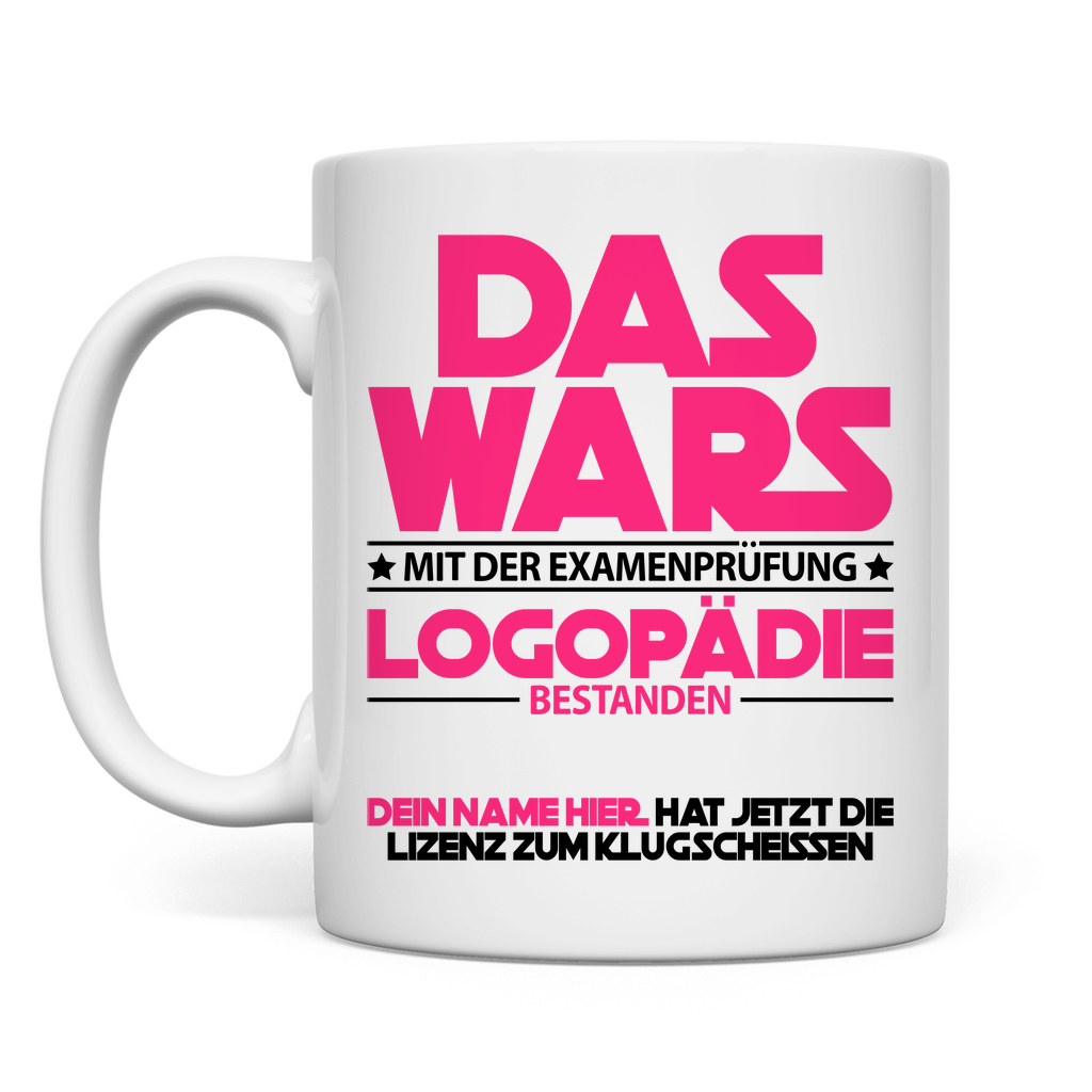 Personalisierte Tasse bestandenes Logopädie-Examen – mit Wunschname