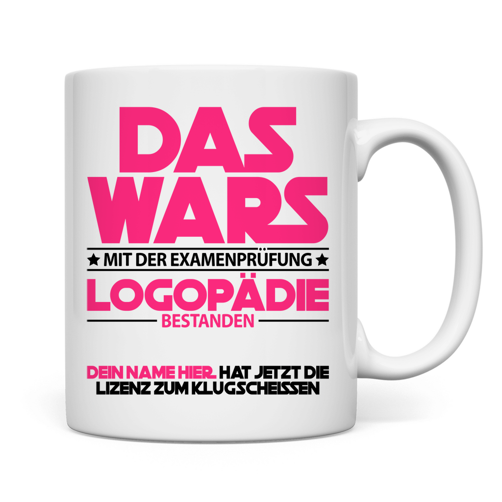 Personalisierte Tasse bestandenes Logopädie-Examen – mit Wunschname