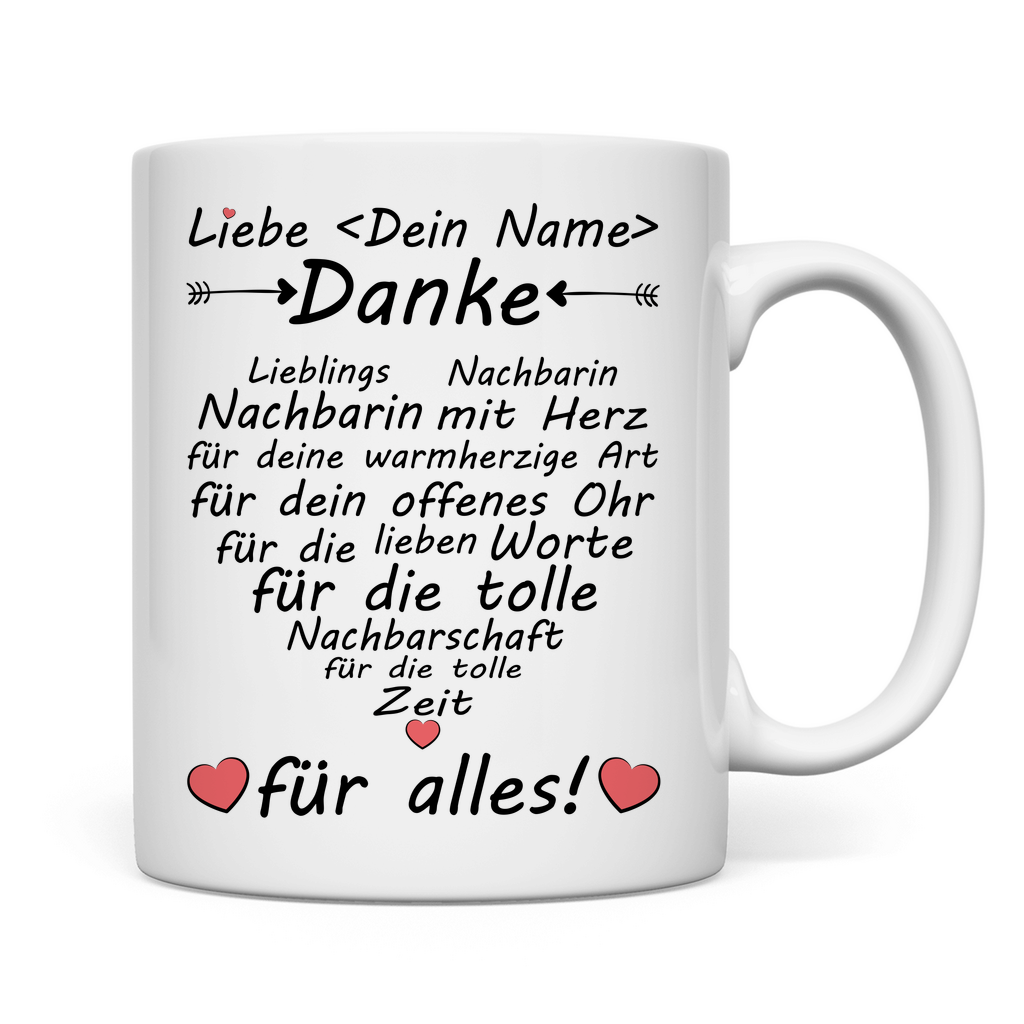 Personalisierte Tasse wenn Nachbarn wegziehen – Abschiedsgeschenk mit Namensdruck