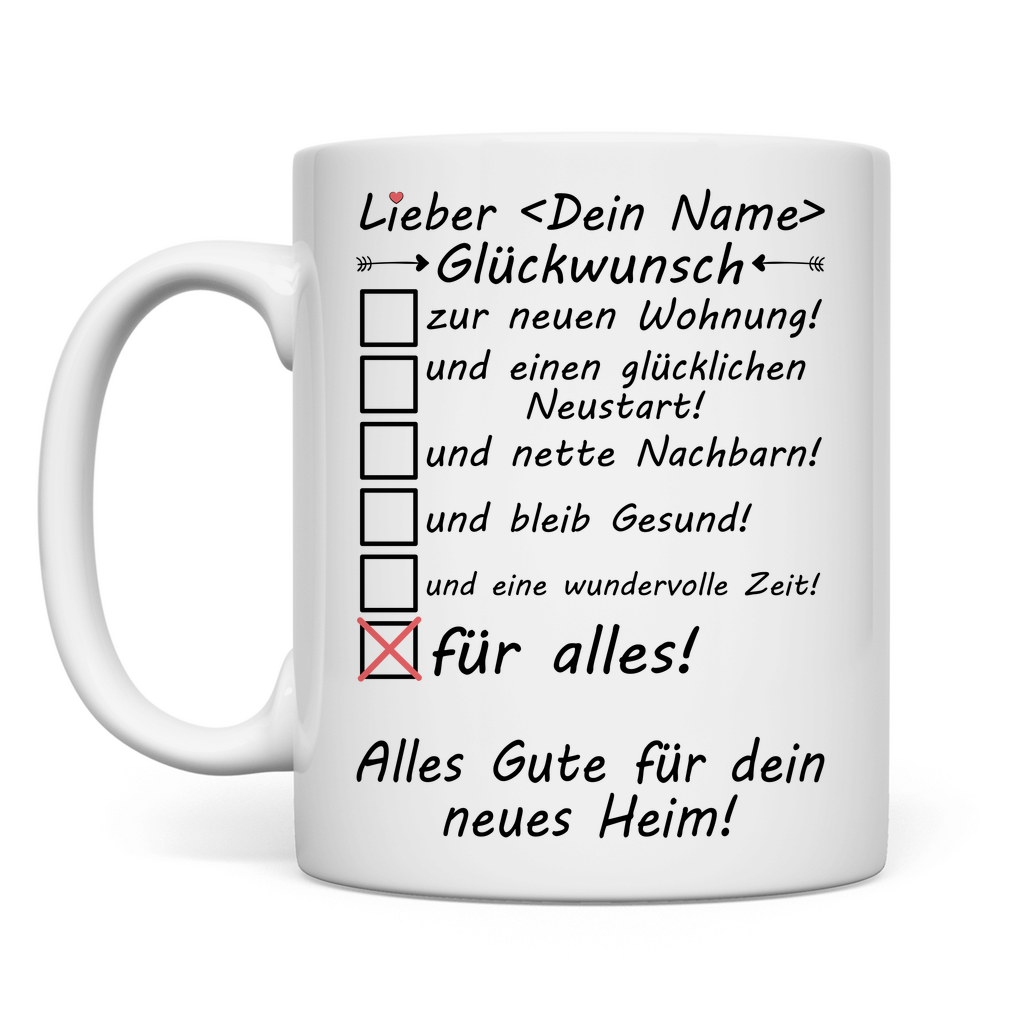 Personalisierte Kaffeetasse zum Einzug – Geschenk neue Wohnung mit Namen