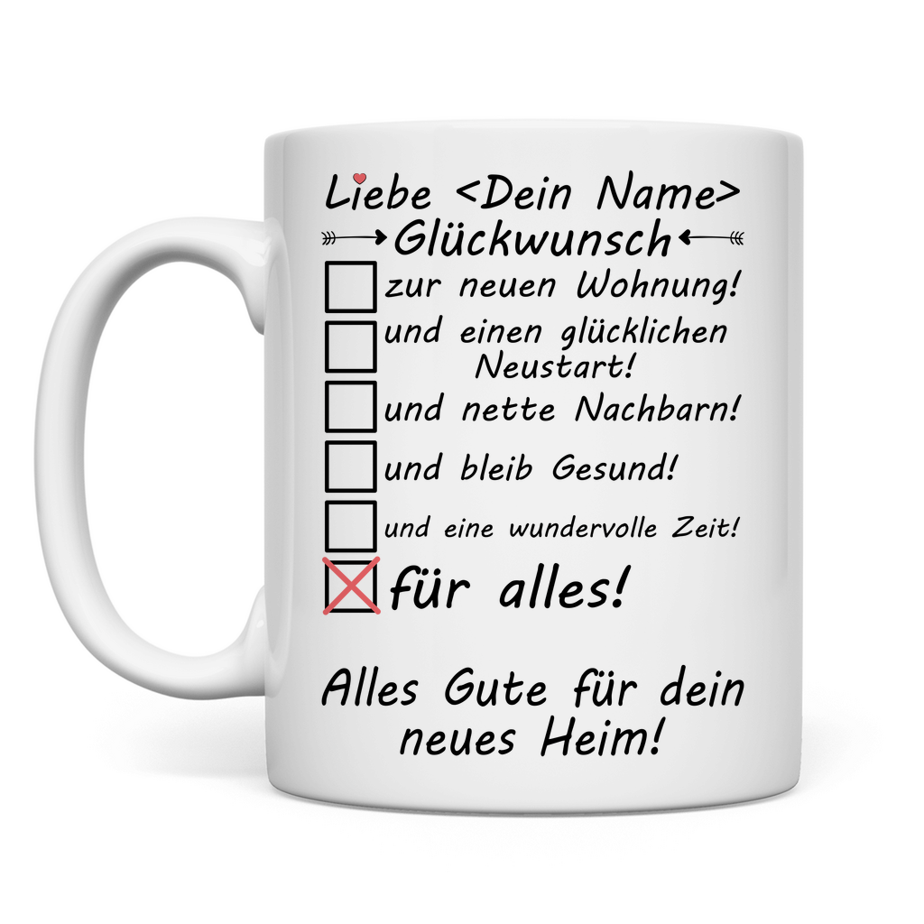 Personalisierte Kaffeetasse zum Einzug – Geschenk neue Wohnung mit Namen