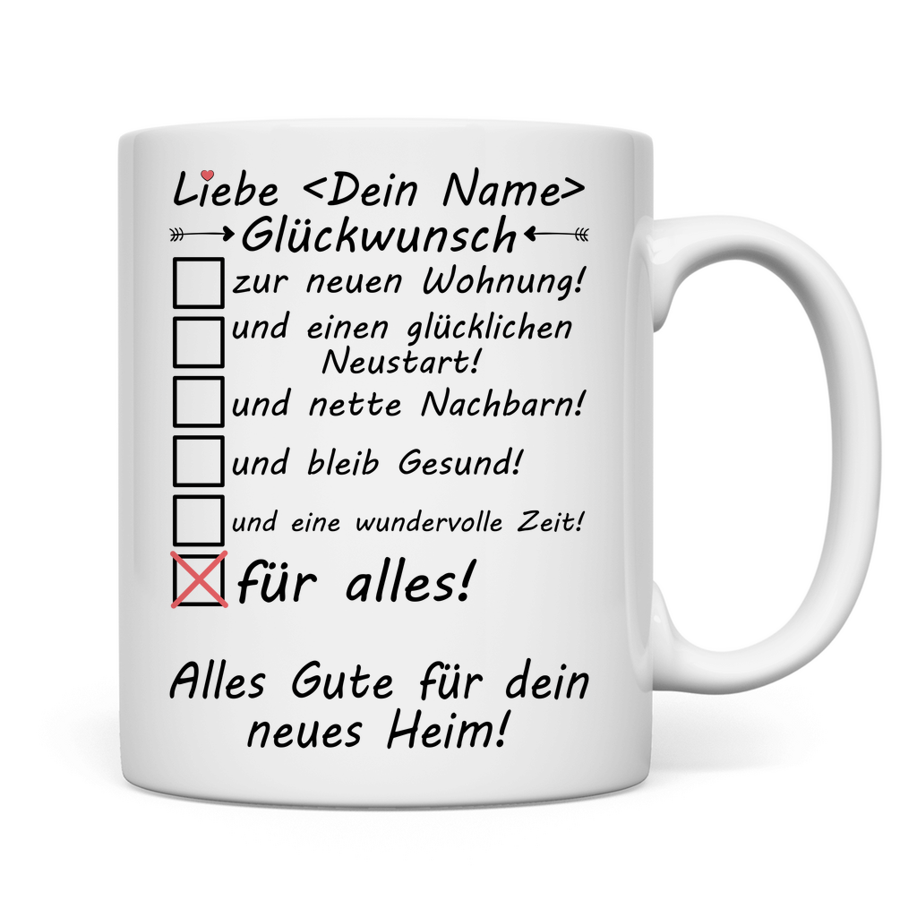 Personalisierte Kaffeetasse zum Einzug – Geschenk neue Wohnung mit Namen