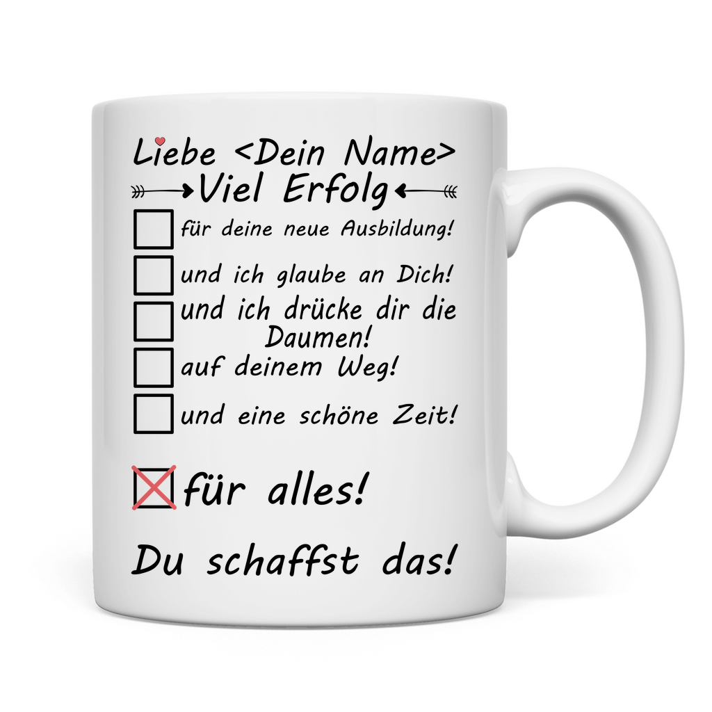 Personalisierte Keramiktasse mit Name – Motivationsgeschenk zum Start der neuen Ausbildung