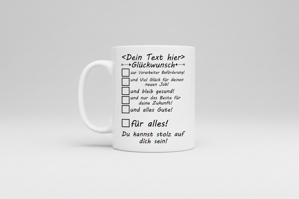 Weisse Keramiktasse zur Beförderung zum Vorarbeiter, Glückwunsch Geschenk für Kollegen im Betrieb