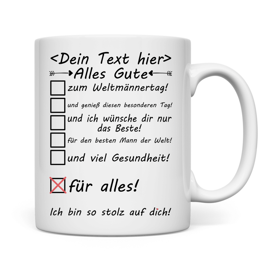 Weltmännertag Glückwünsche | Tasse | Geschenk