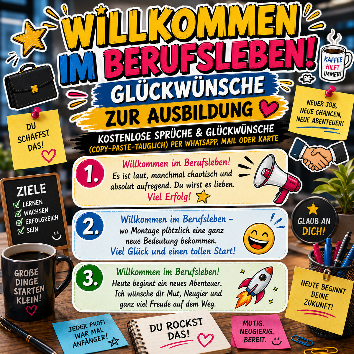 Glückwünsche zum Ausbildungsplatz und zum Start ins Berufsleben