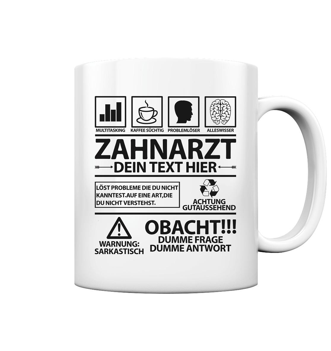 Personalisierte Tasse Zahnarzt Geschenk mit Arztnamen lustig mit Spruch