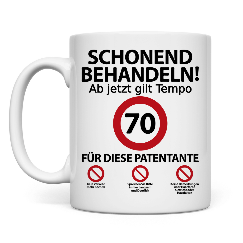 Geschenk zum 70. Geburtstag | der Patentante Tasse