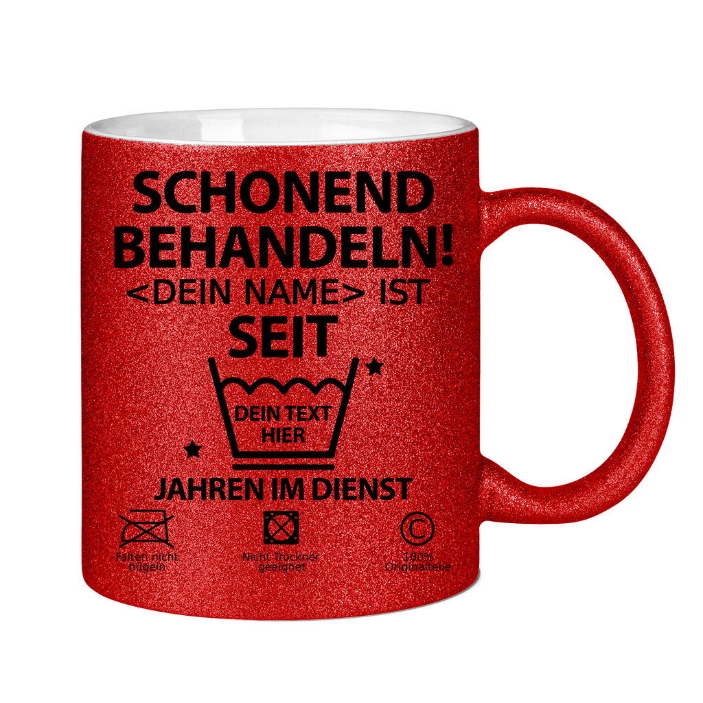 Mitarbeiterin 10 Jähriges Jubiläum - Personalisierte Tasse mit Glitzereffekt - Dienstjubiläum Geschenk