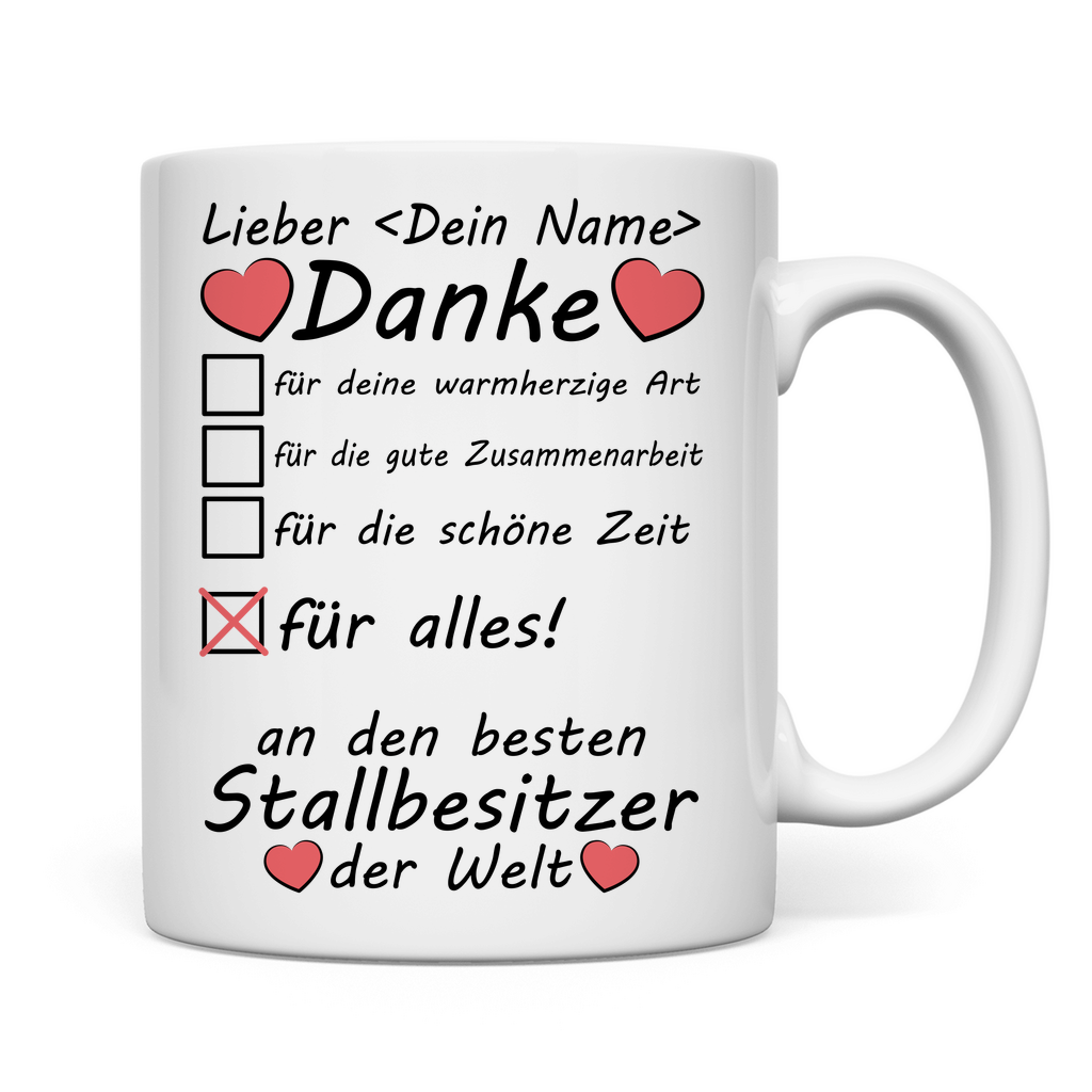 Danke an Stallbesitzer | SB | Geschenk Tasse besten rückseite