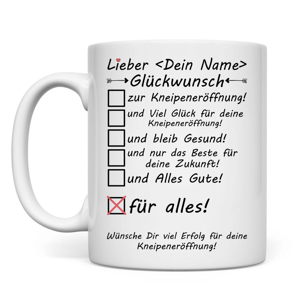 Eröffnung Kneipe | Eigentümer Geschenk Glückwunsch Tasse Mann