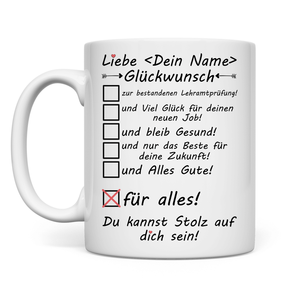 Examen Lehrer | Glückwünsche | Geschenk Tasse