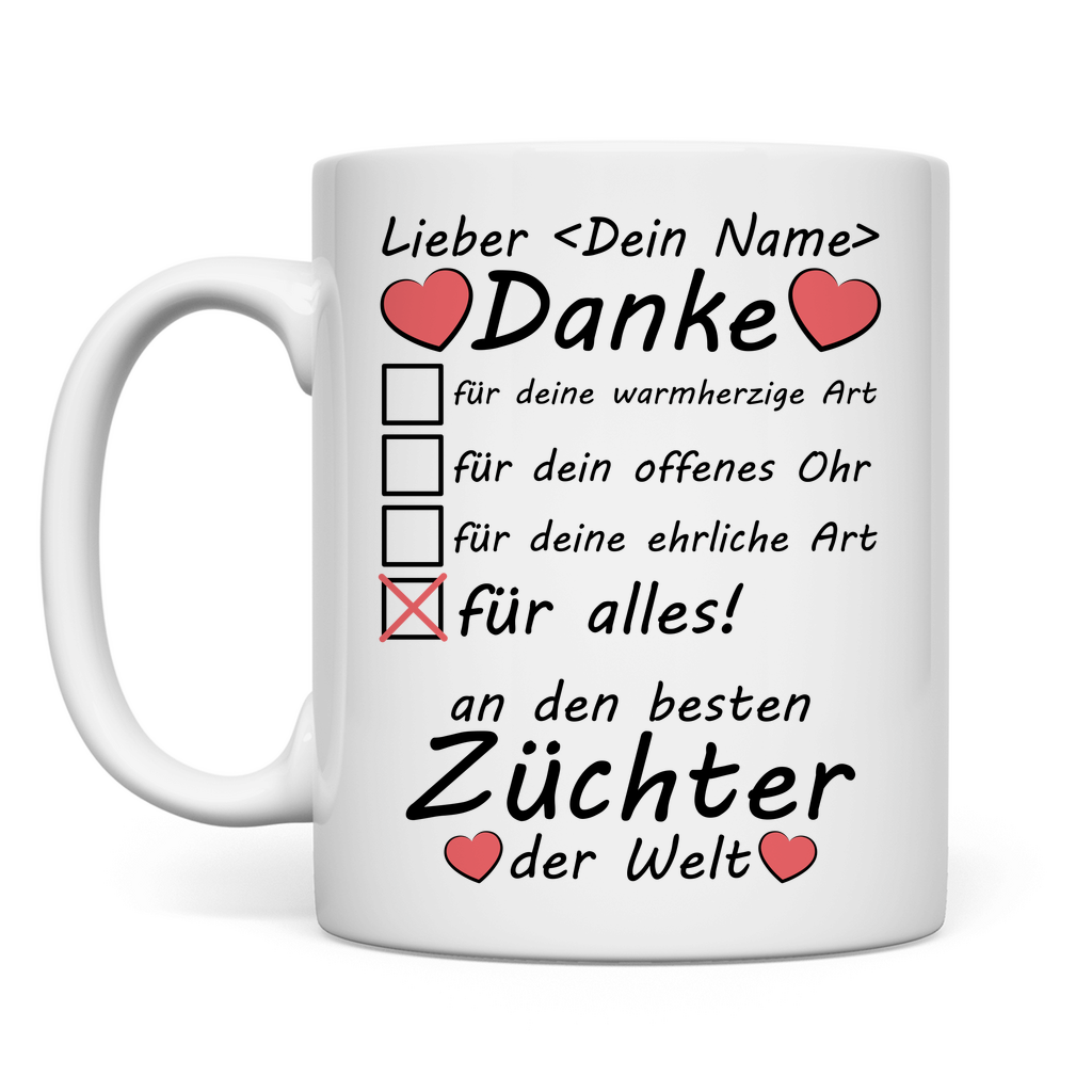 Dankeschön Geschenk für Züchter bei Abholung beste tasse