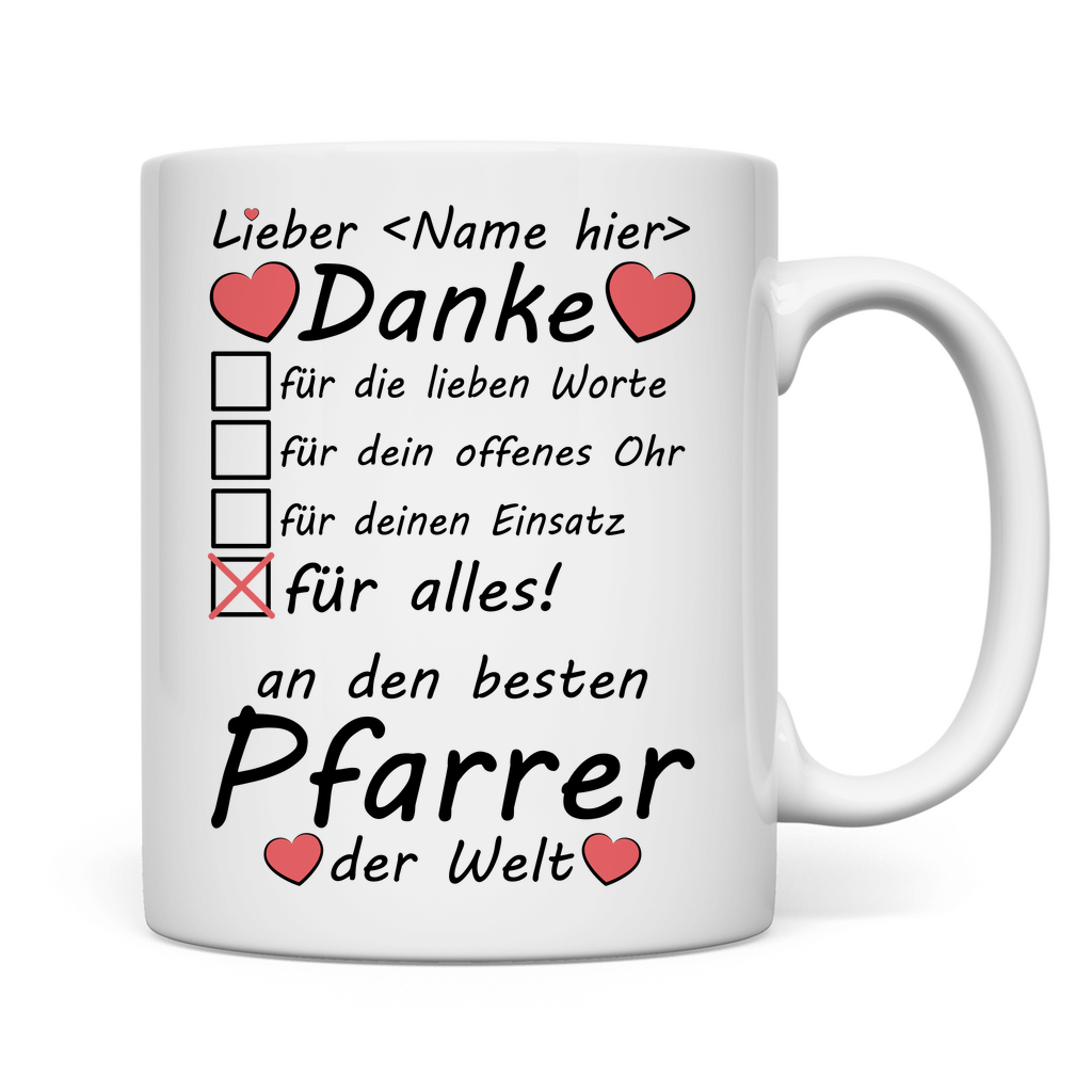 Danke an Katholischer Pfarrer | Abschied | Geschenk  Tasse rückseite