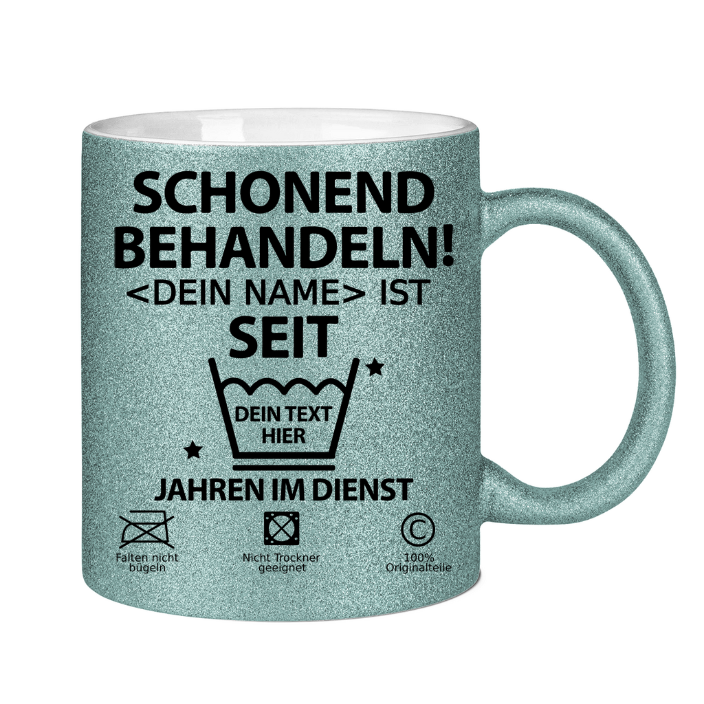 25 Jahre Jubiläum Mitarbeiterin - Glitzer Tasse Personalisiert - Geschenk zum Arbeitsjubiläum