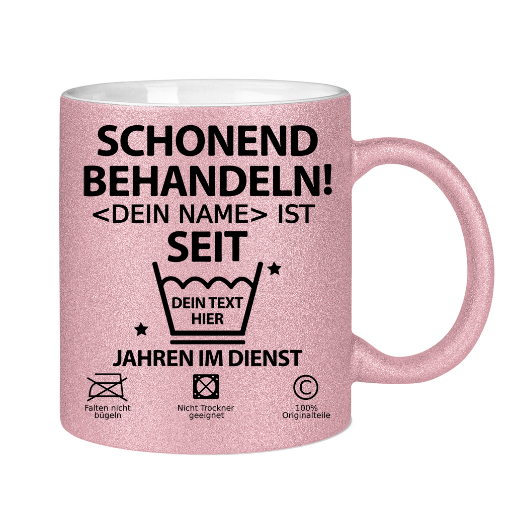 Mitarbeiterin 10 Jähriges Jubiläum - Personalisierte Tasse mit Glitzereffekt - Dienstjubiläum Geschenk