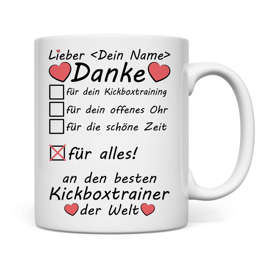 Kickbox Trainer | Geschenk | Danke sagen Tasse rückseite