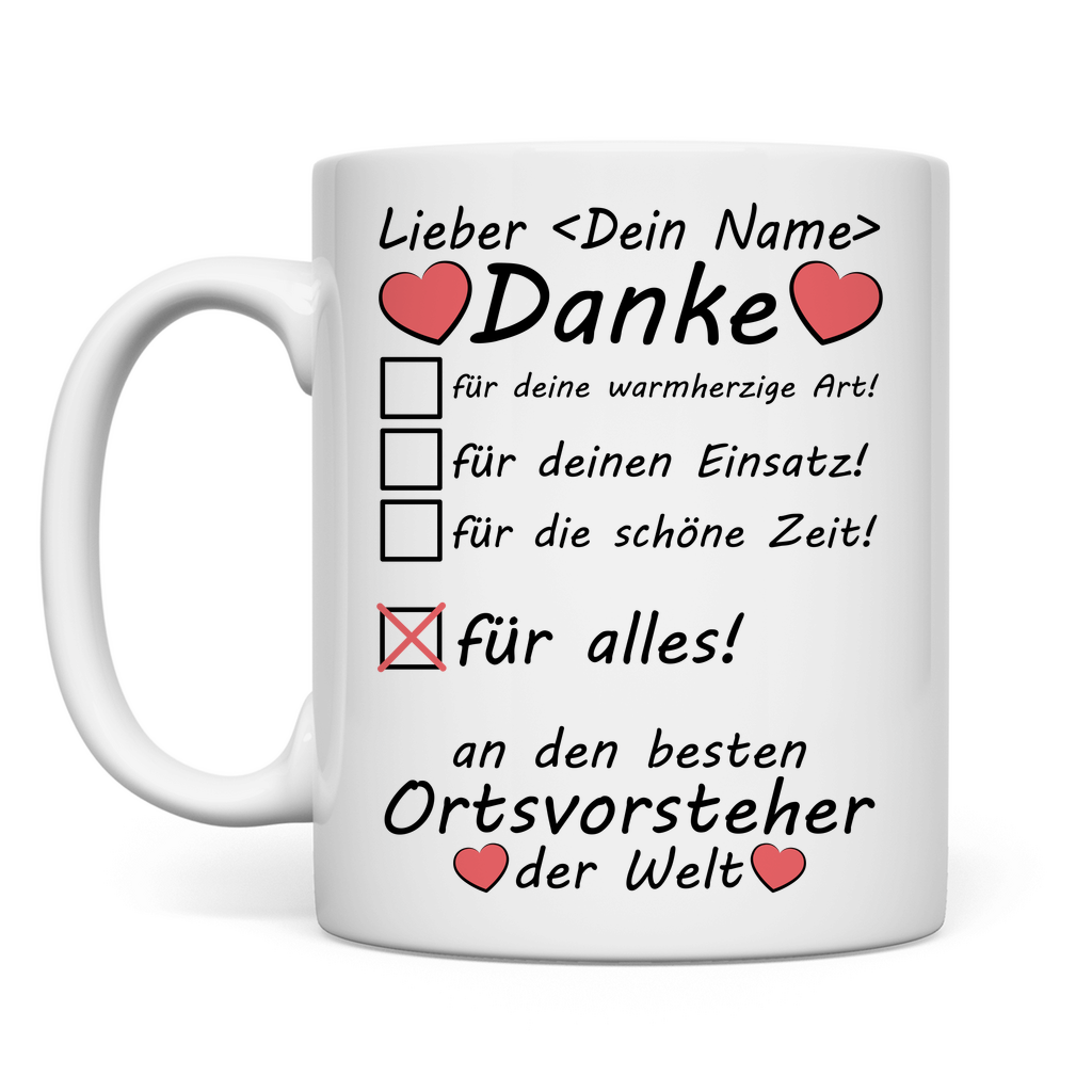 Danke sagen geschenk an Ortsvorsteher | Abschiedsgeschenk Tasse beste