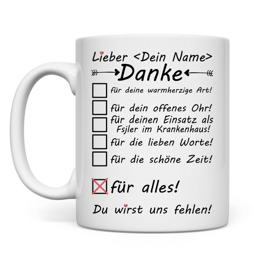 Abschiedsgeschenk FSJ | im Krankenhaus Tasse Fsjler