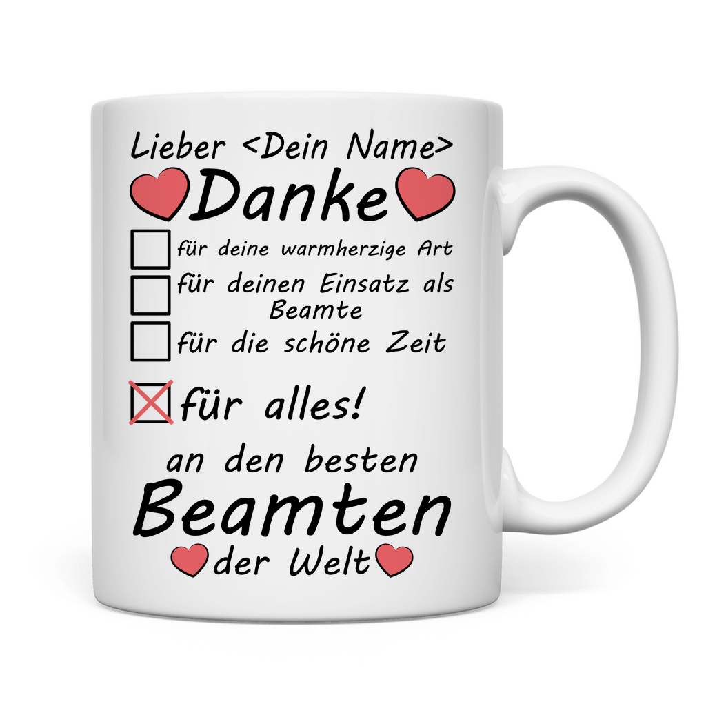 Abschiedsgeschenk Beamte | für Kollege  Tasse besten Danke für Alles rückseite