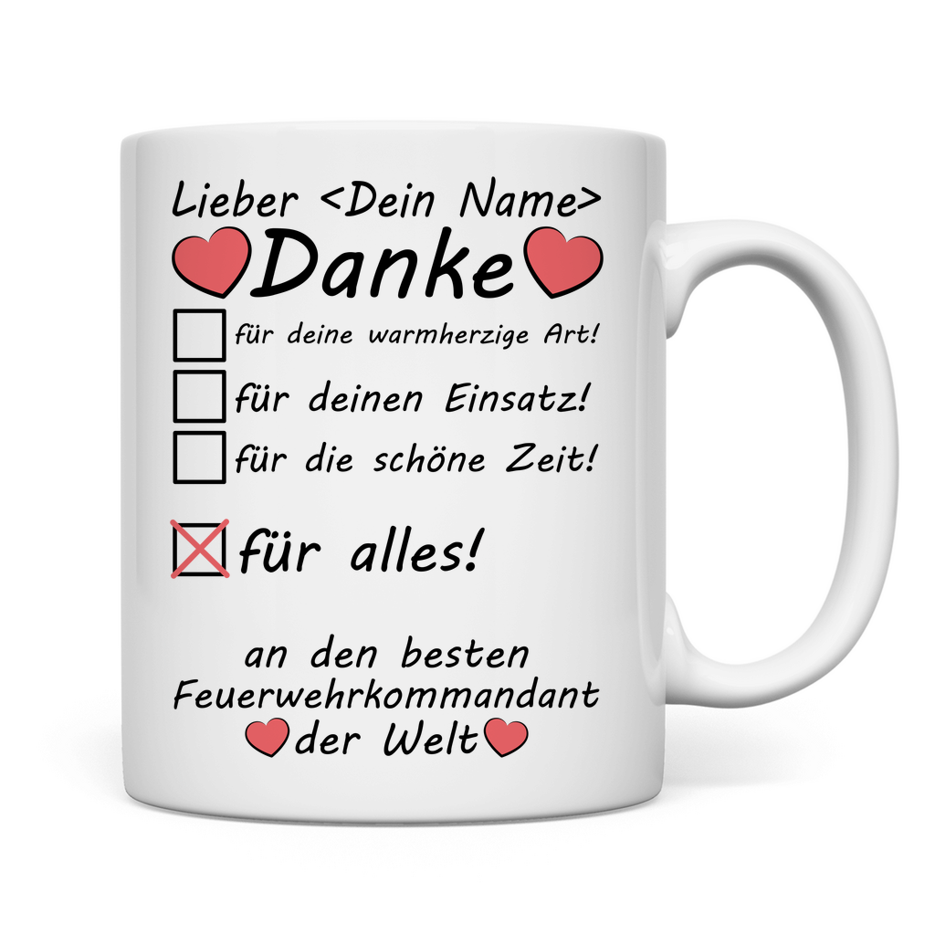 Kommandant | Feuerwehrkommandant Abschiedsgeschenk Tasse Besten Danke für Alles rückseite