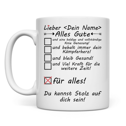 Nach Knie OP | Alles Gute Geschenk Mann Tasse Genesung