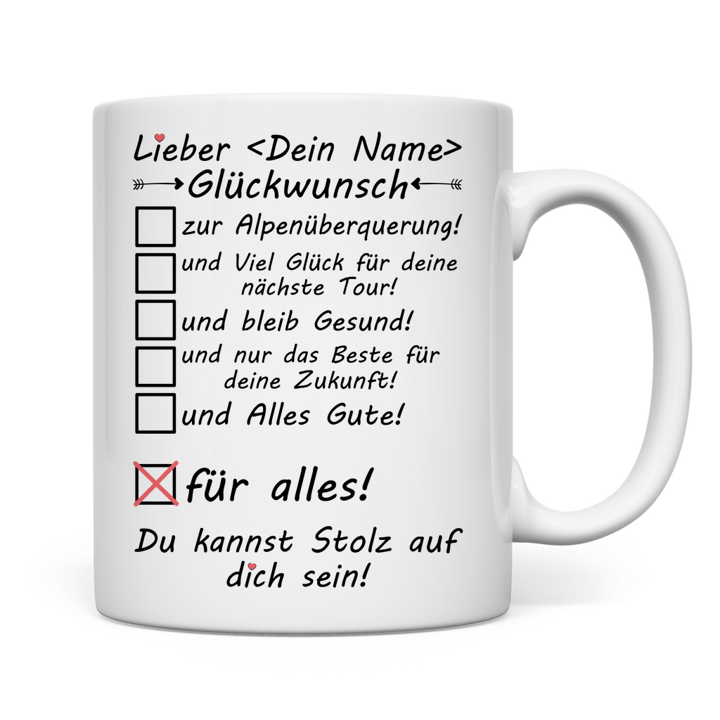 Glückwünsche zur Alpenüberquerung | Geschenk Mann Tasse rückseite