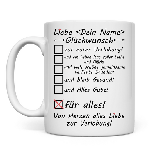 Zur Verlobung Gratulieren | Freundin | Geschenk Tasse