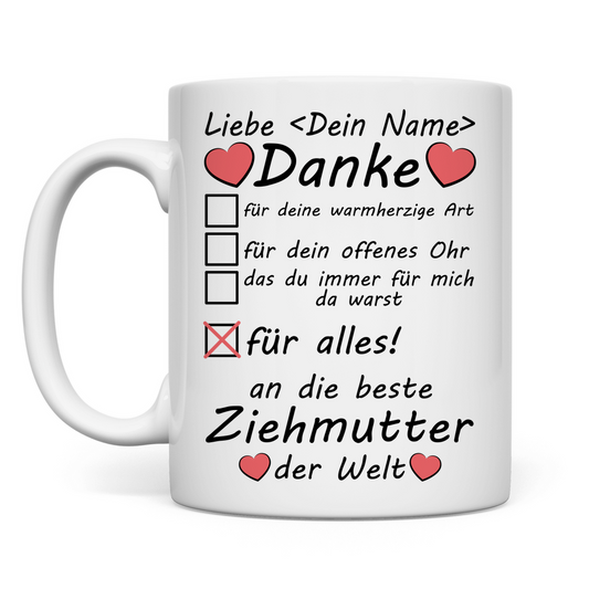 Beste Ziehmutter der Welt | Danke Geschenk tasse