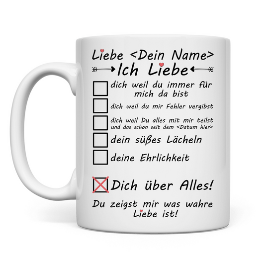 Valentinstag Geschenk | Datum mit Namen Tasse Freundin
