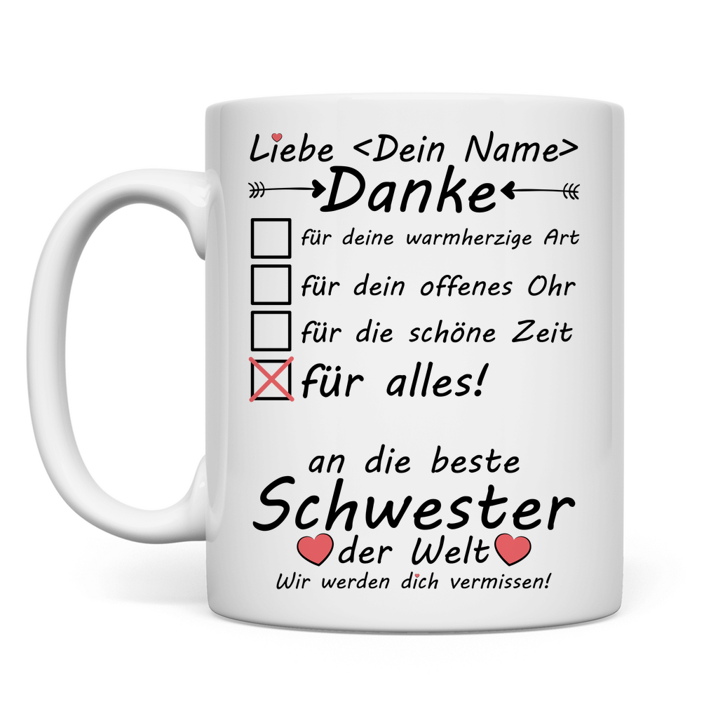 Schwester zieht aus Auszug | Geschenk  Tasse