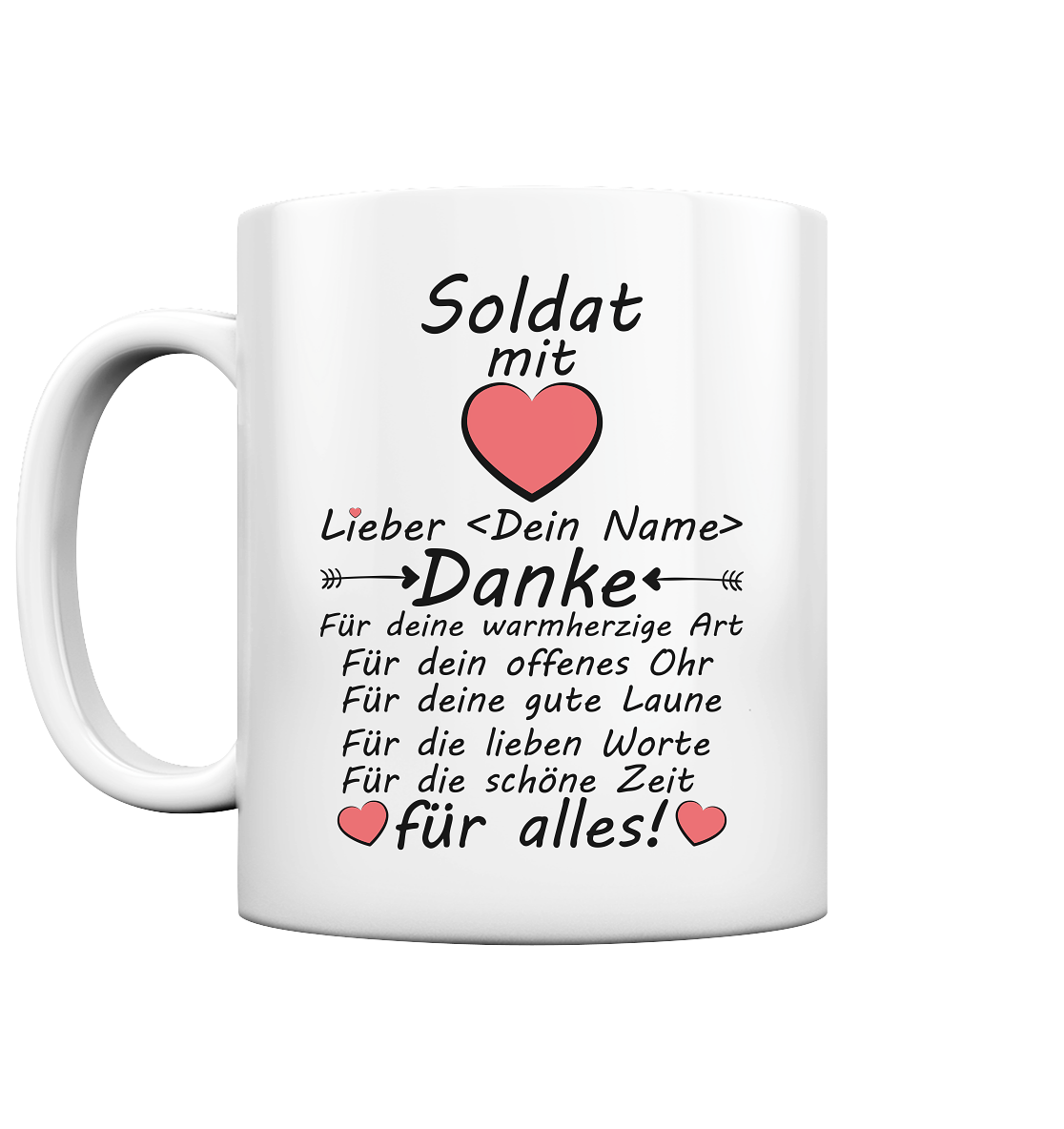 Abschiedsgeschenk Soldat Auslandseinsatz - Dankeschön Tasse mit Namen