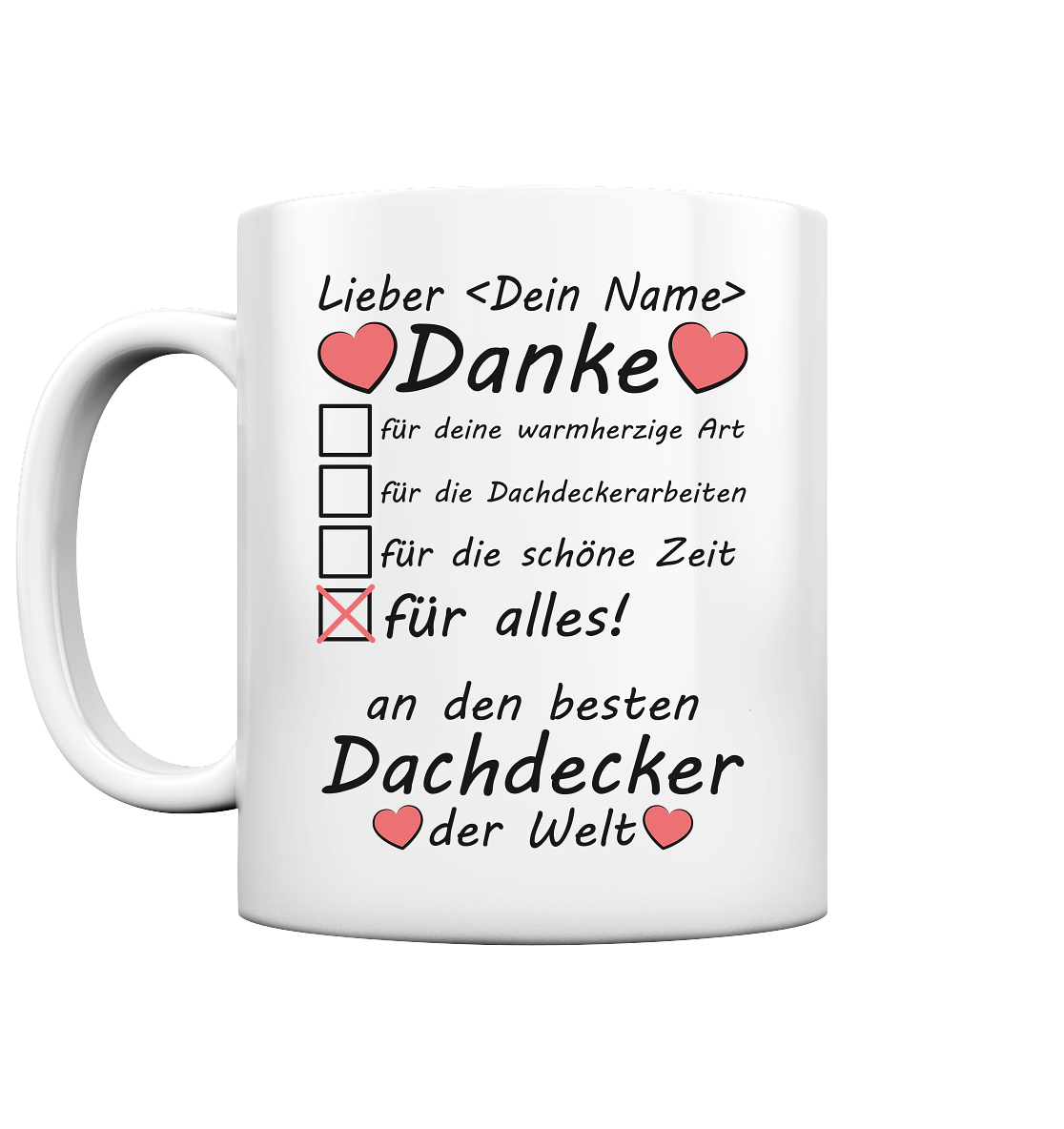 Dachdecker Dankeschön | Tasse mit Herz  2