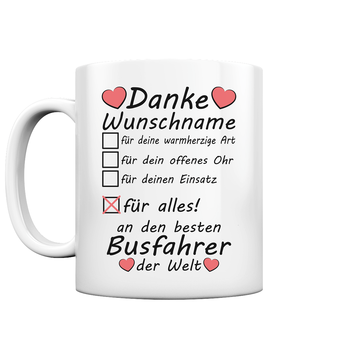 Danke Dankeschön Geschenk Busfahrer Tasse personalisiert