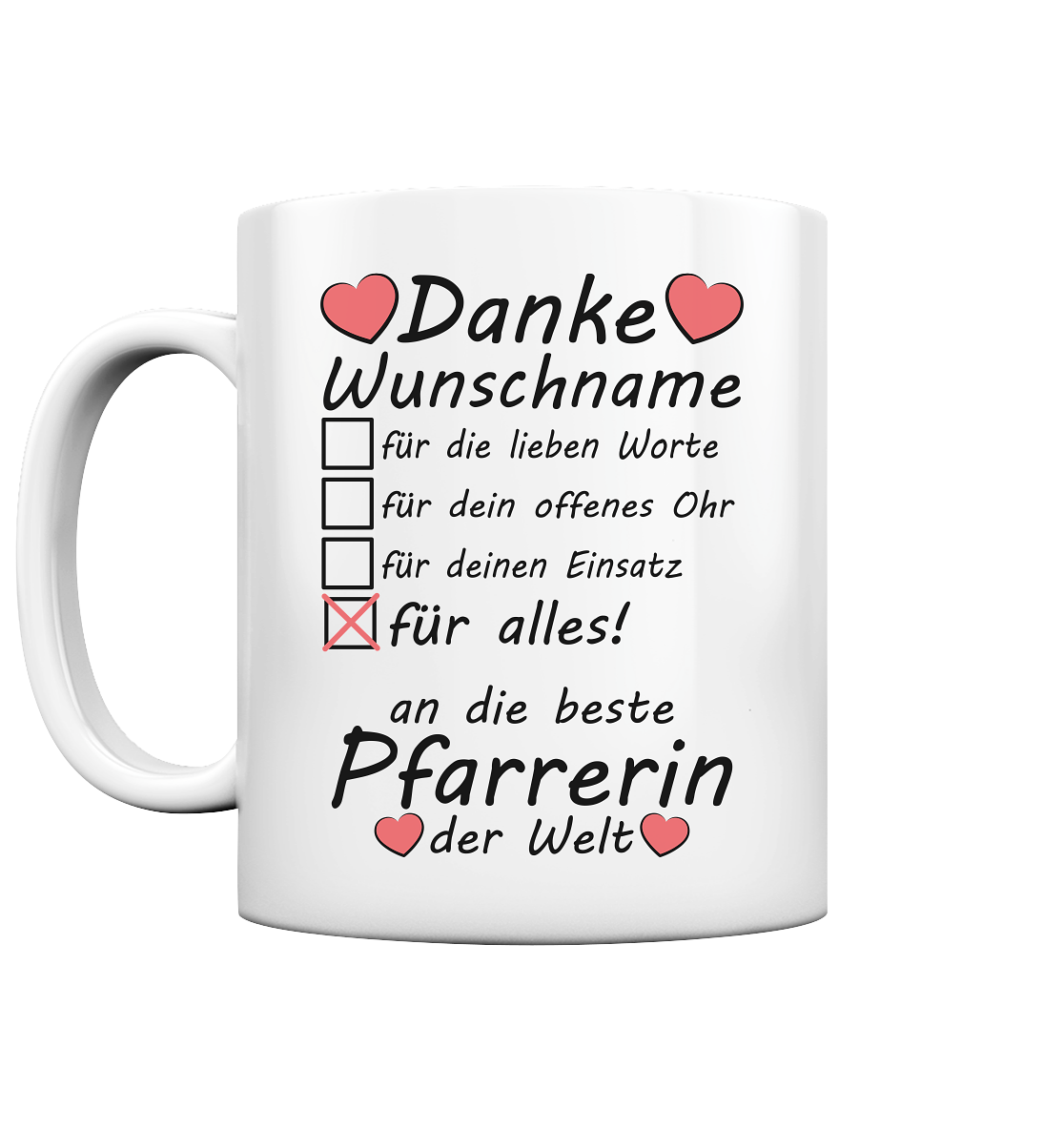 Danke Pfarrerin Geschenk zum Abschied - Tasse Personalisiert mit Namen