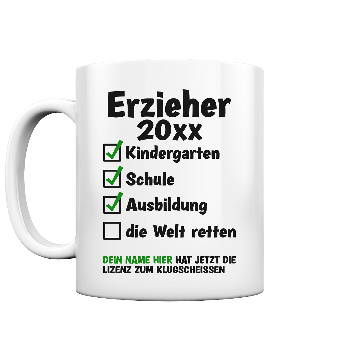 Geschenk zur bestandenen Erzieherausbildung Tasse Personalisiert