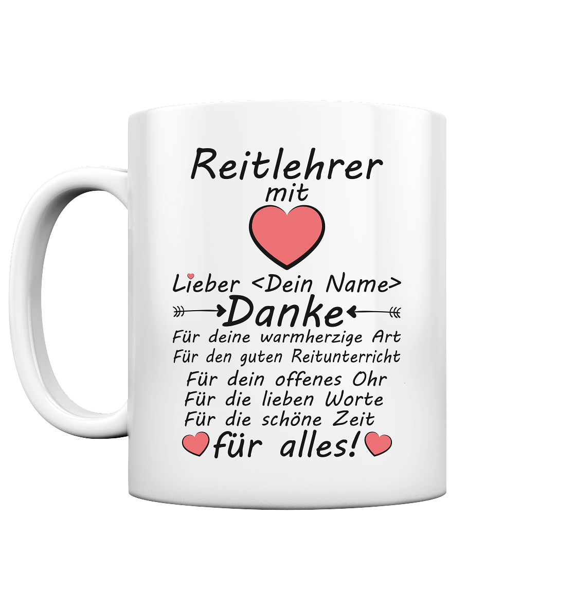 Abschiedsgeschenk Reitlehrer Dankeschön Weihnachtsgeschenk Tasse