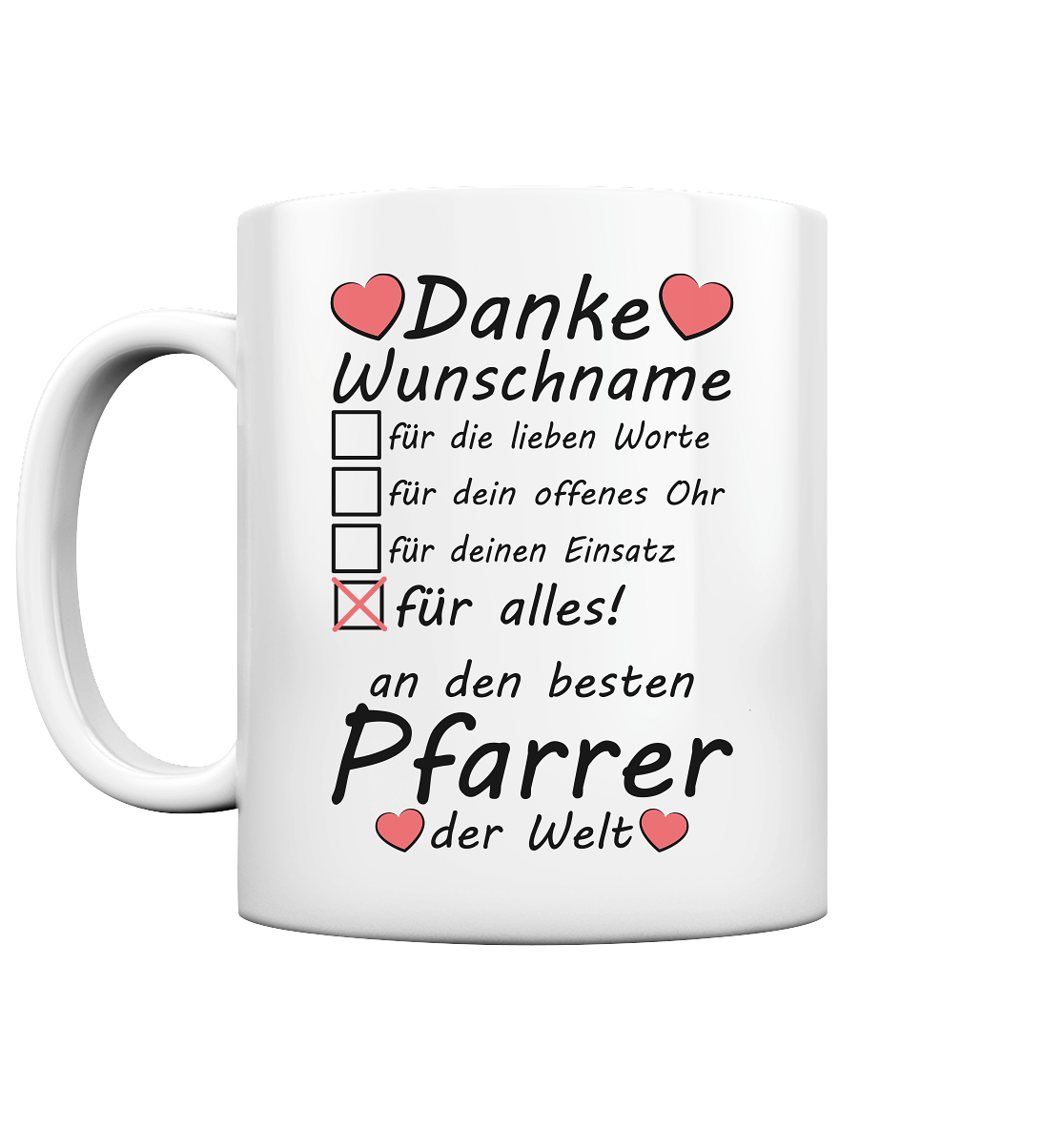 Danke Pfarrer Geschenk zum Abschied - Tasse Personalisiert mit Namen