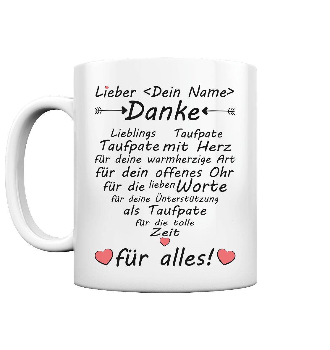 Dankeschön Danke Geschenk für Taufpaten Tasse