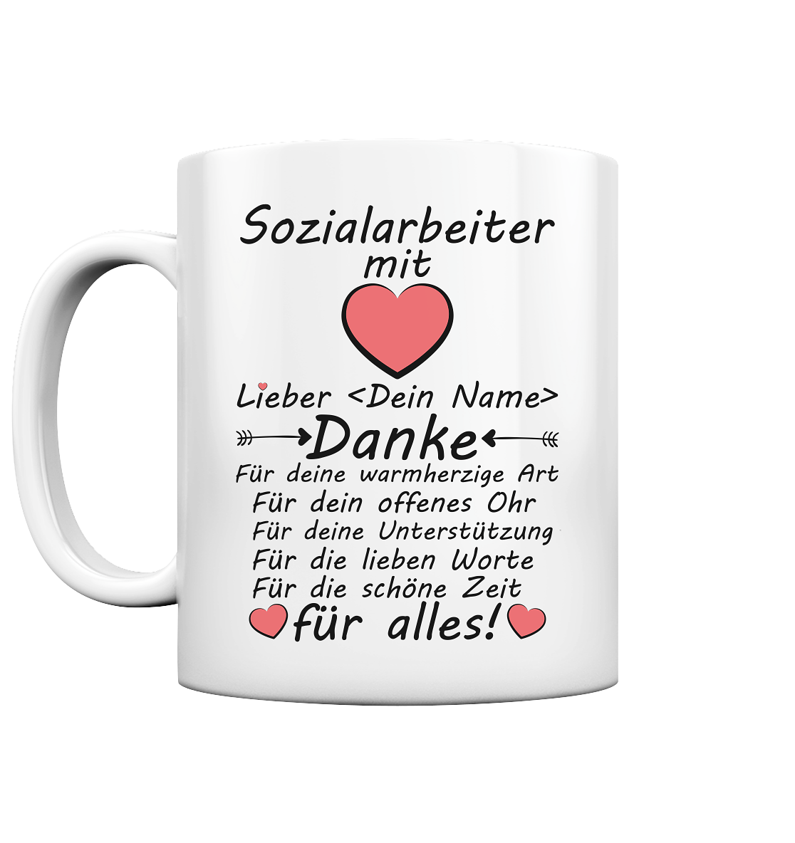 Abschiedsgeschenk Sozialarbeiter - Danke Tasse mit Namen