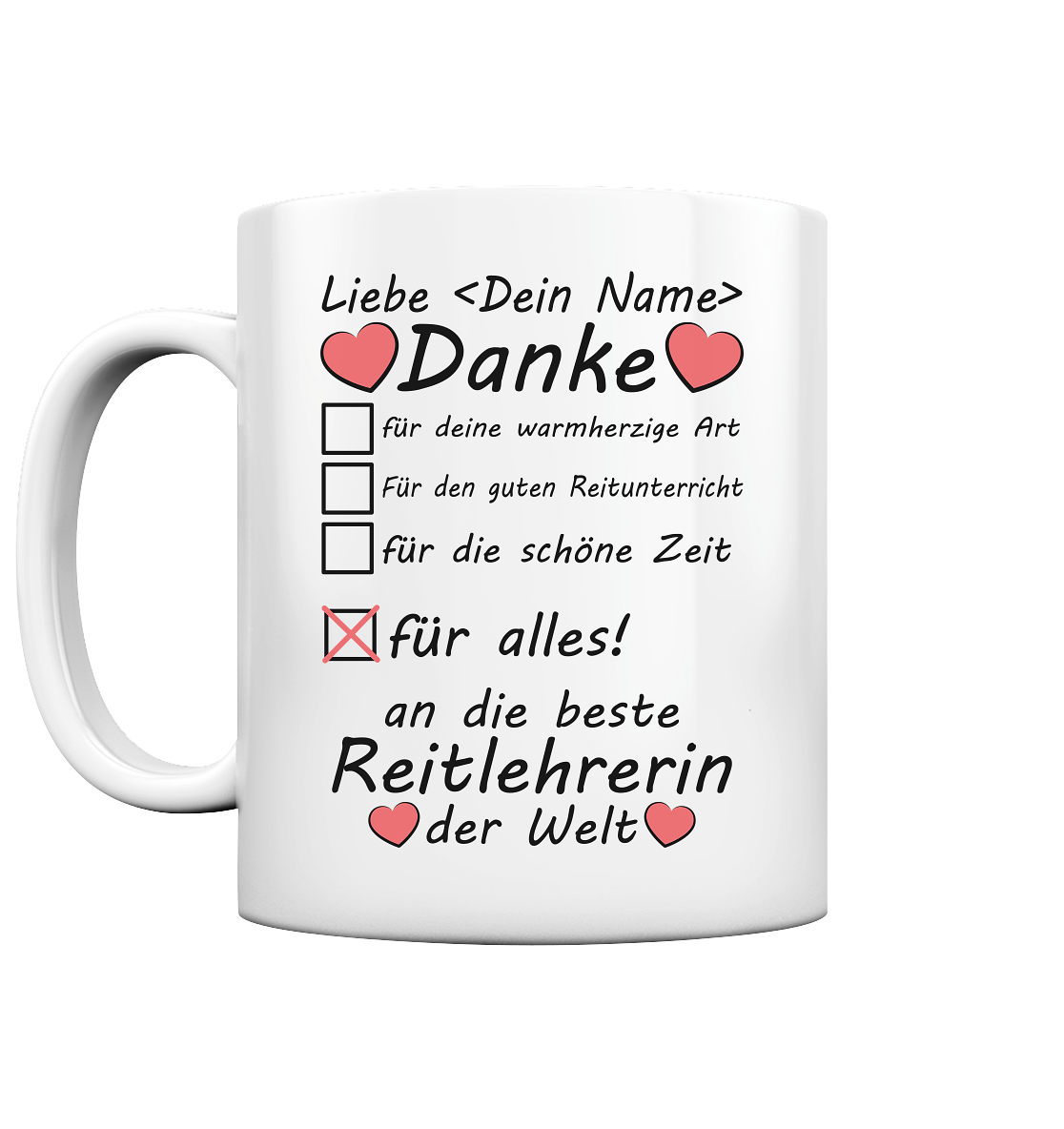 Beste Reitlehrerin Geschenk | mit Wunschnamen tasse 2
